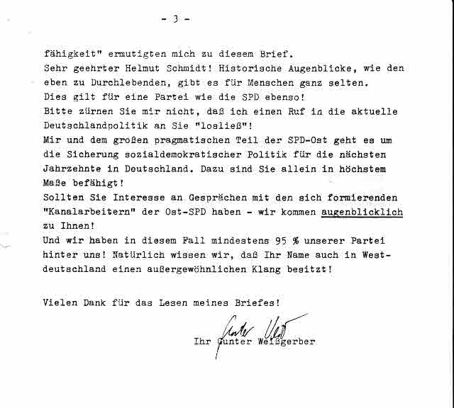 Gunter Weißgerber an Helmut Schmidt /1